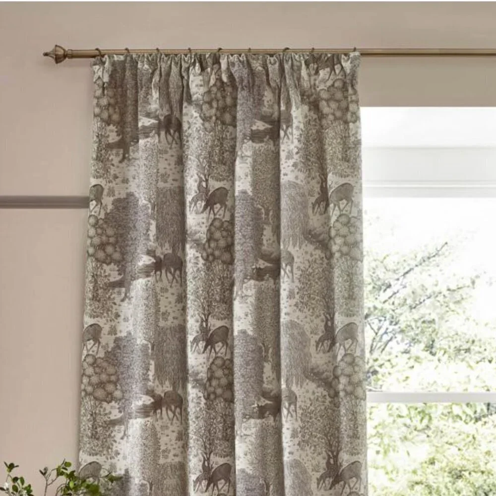 Morris & Co The Brook Woodland Gray Polyester Window Curtain Set of Two 37